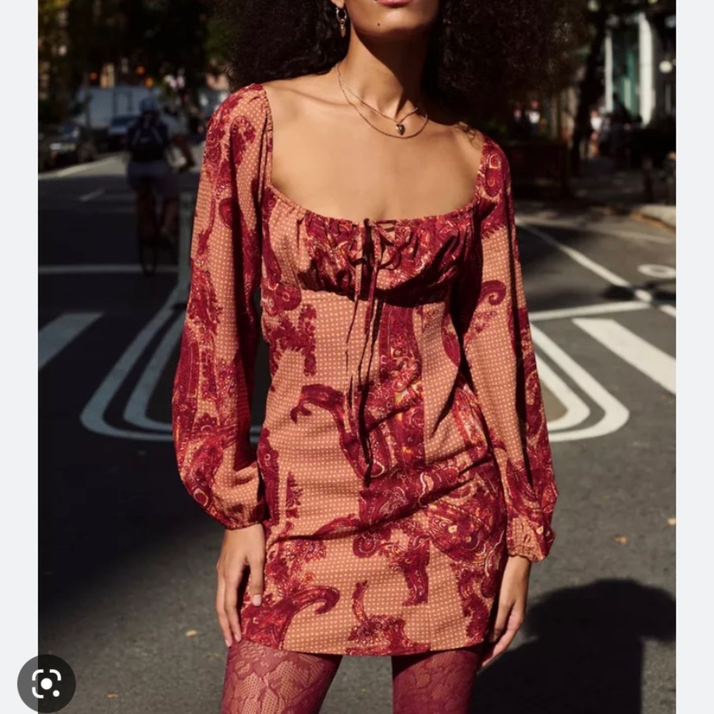*NEW* Urban Outfitters Long Sleeve Red Dress